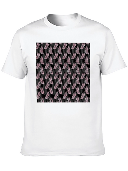 Tropical Leaf Pattern Black T-Shirt