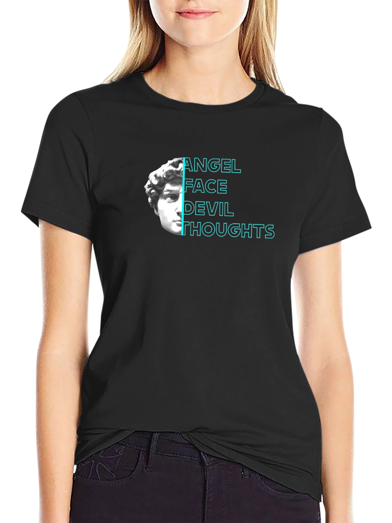 Angel Face Devil Thoughts Graphic Tee
