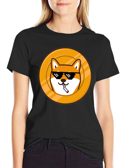 Doge Coin Pixel Art Black T-Shirt