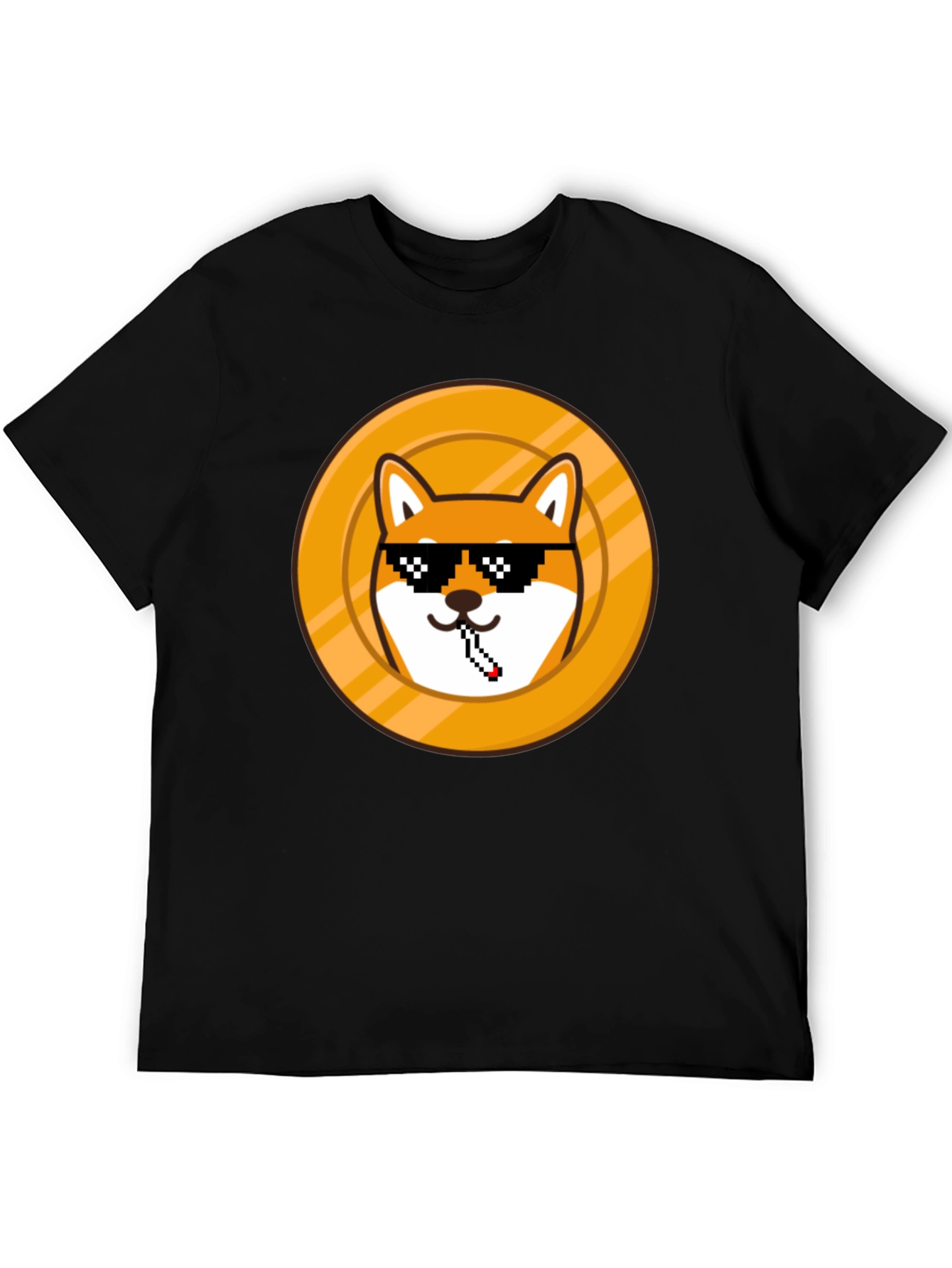 Doge Coin Pixel Art Black T-Shirt