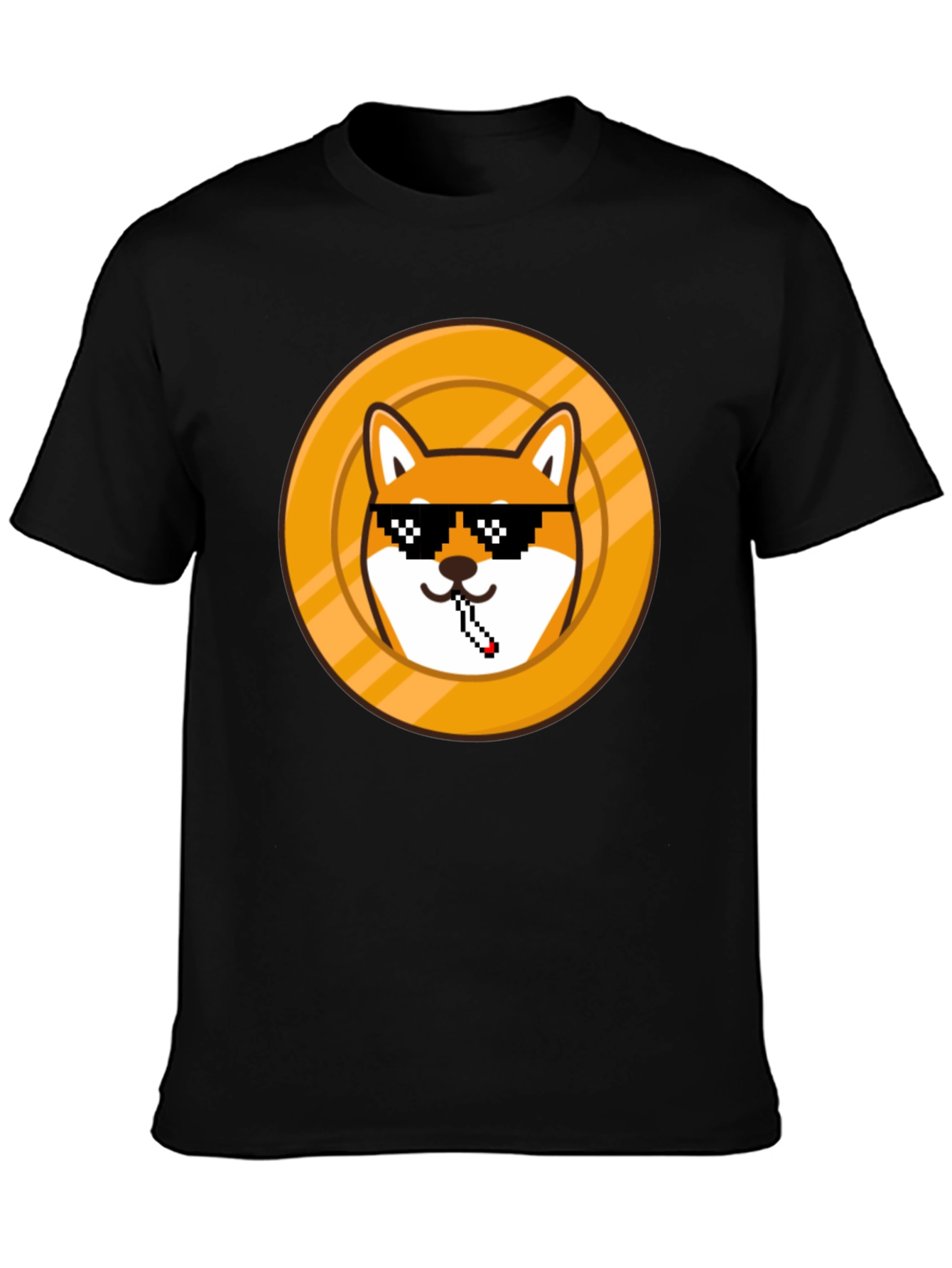 Doge Coin Pixel Art Black T-Shirt