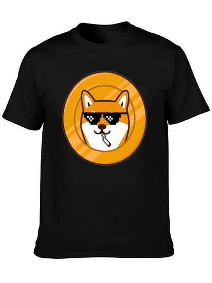 Doge Coin Pixel Art Black T-Shirt