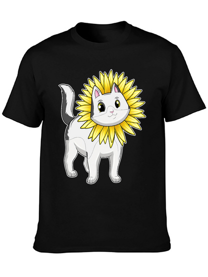Cat Sunflower T-Shirt - Whimsical Graphic Tee