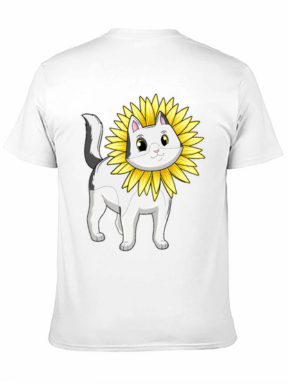 Cat Sunflower T-Shirt - Whimsical Graphic Tee