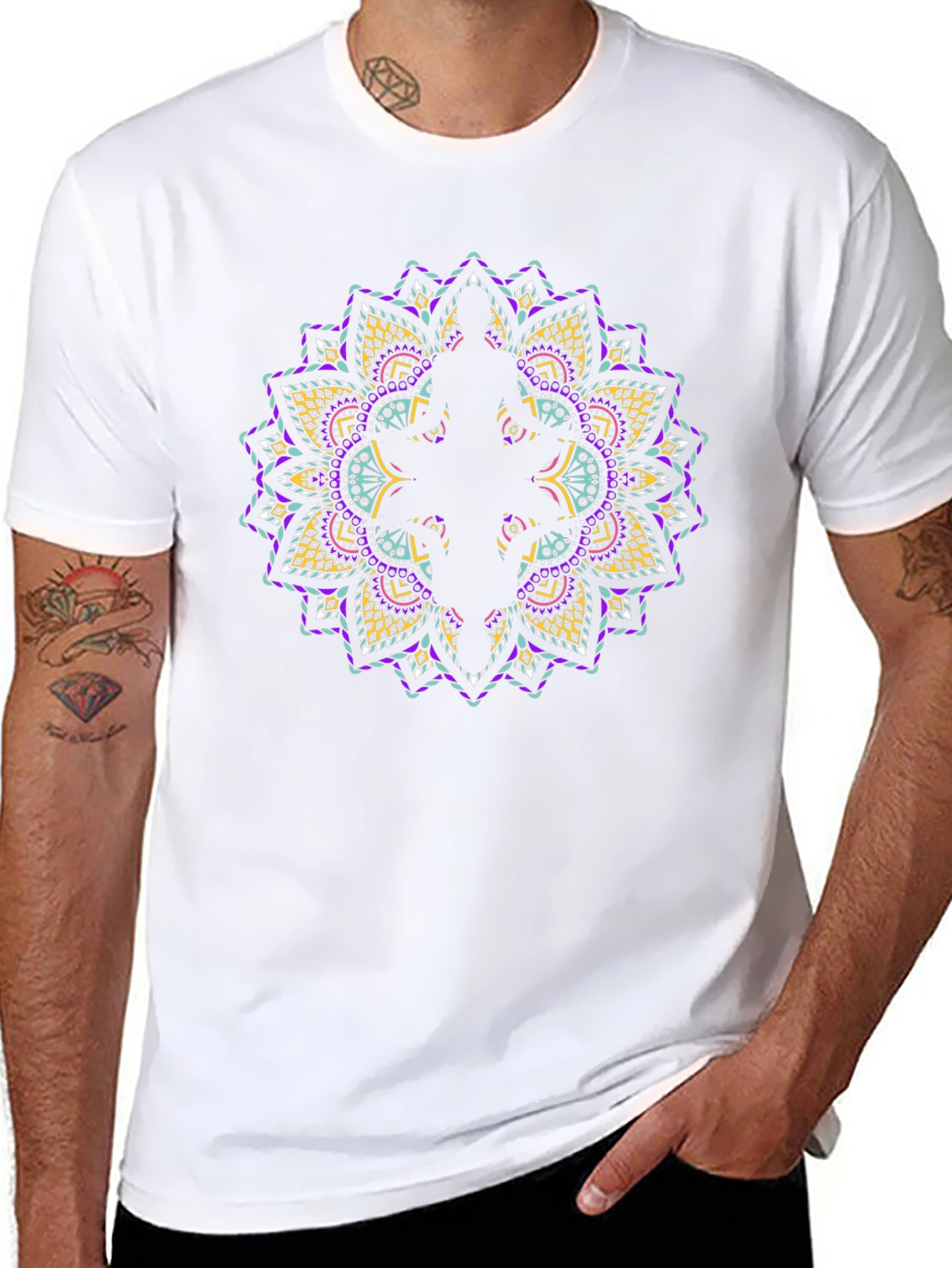 Mandala Graphic Print T-Shirt - Casual Tee