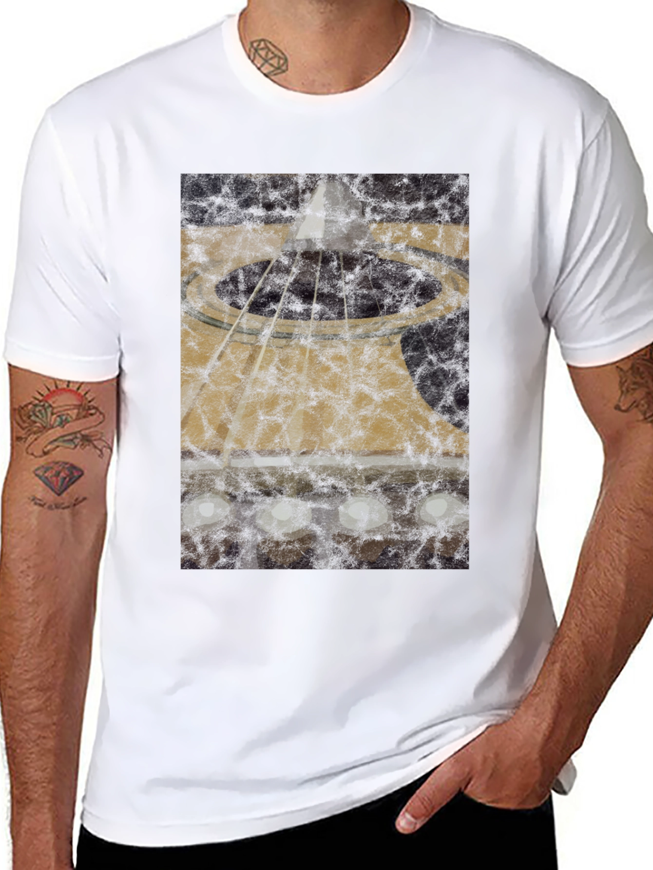Abstract Acoustic Guitar Graphic T-Shirt