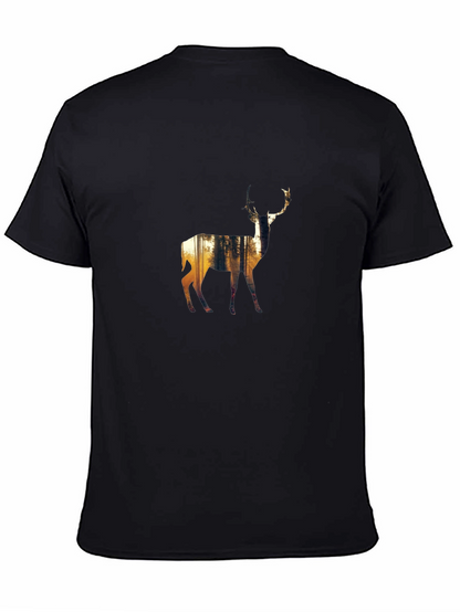 Nature Deer Graphic Black T-Shirt