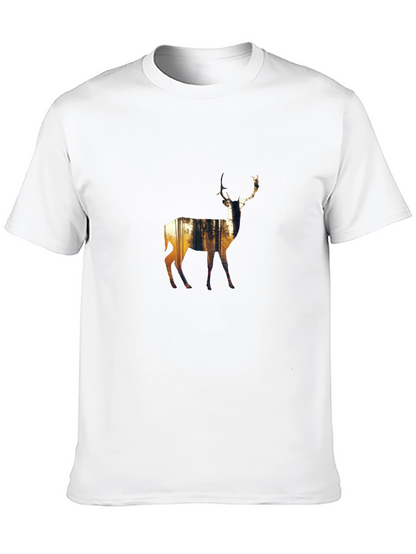 Nature Deer Graphic Black T-Shirt