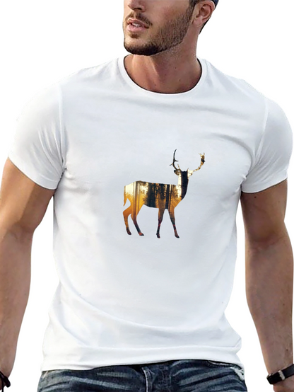 Nature Deer Graphic Black T-Shirt
