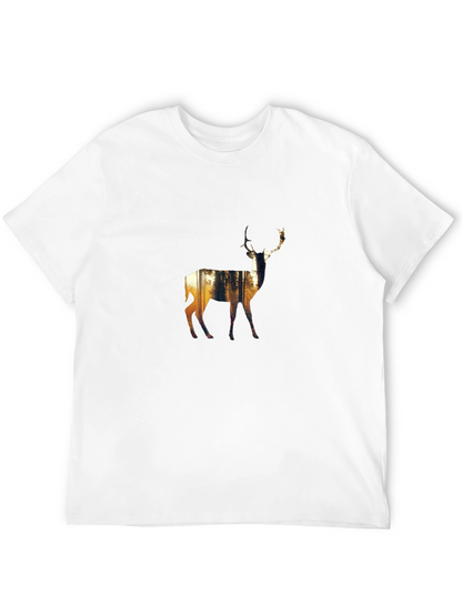 Nature Deer Graphic Black T-Shirt