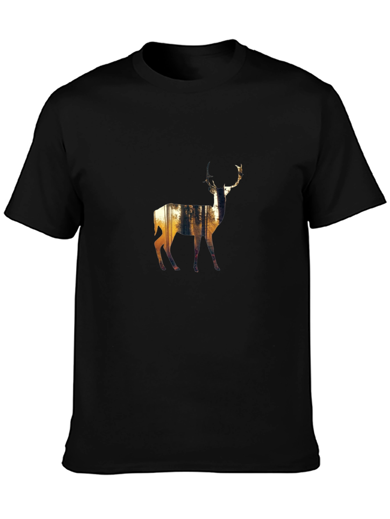 Nature Deer Graphic Black T-Shirt