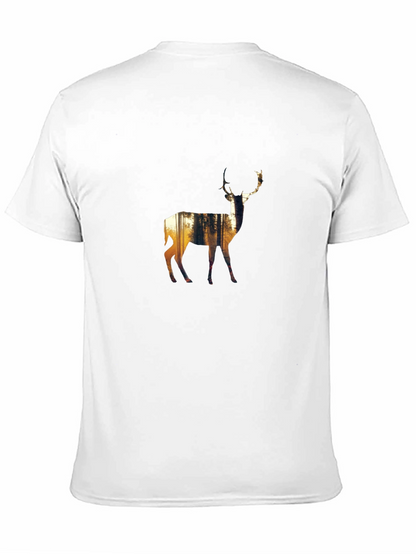 Nature Deer Graphic Black T-Shirt