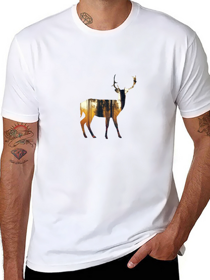 Nature Deer Graphic Black T-Shirt