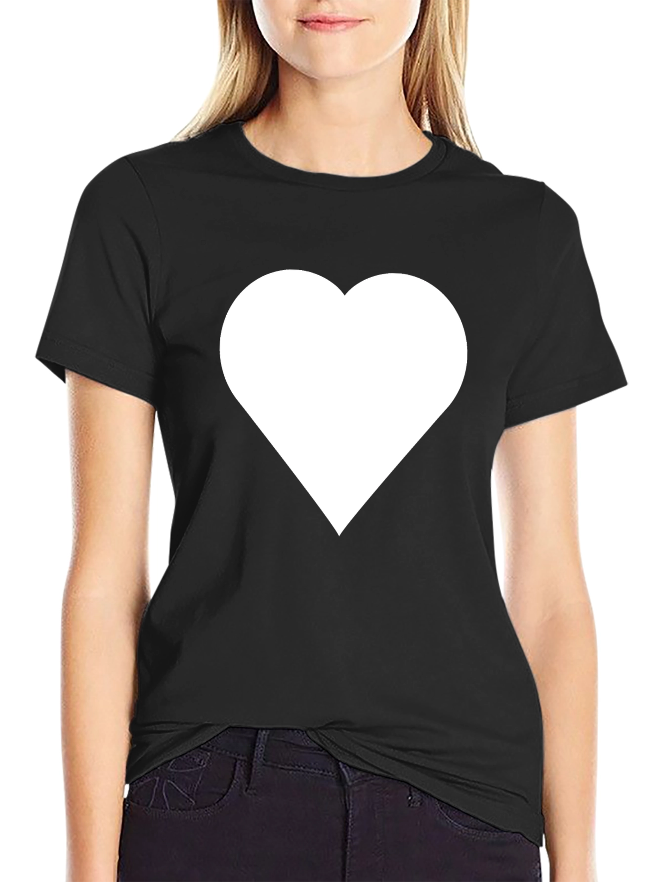 Heart Graphic T-Shirt - Black Casual Tee