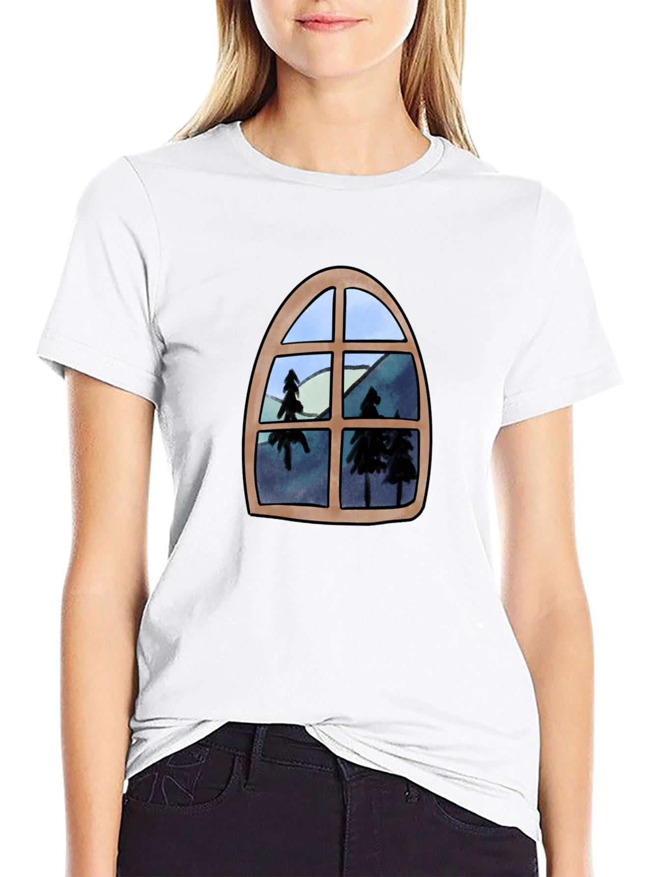 Window View Graphic Tee - Nature Lovers Black T-Shirt