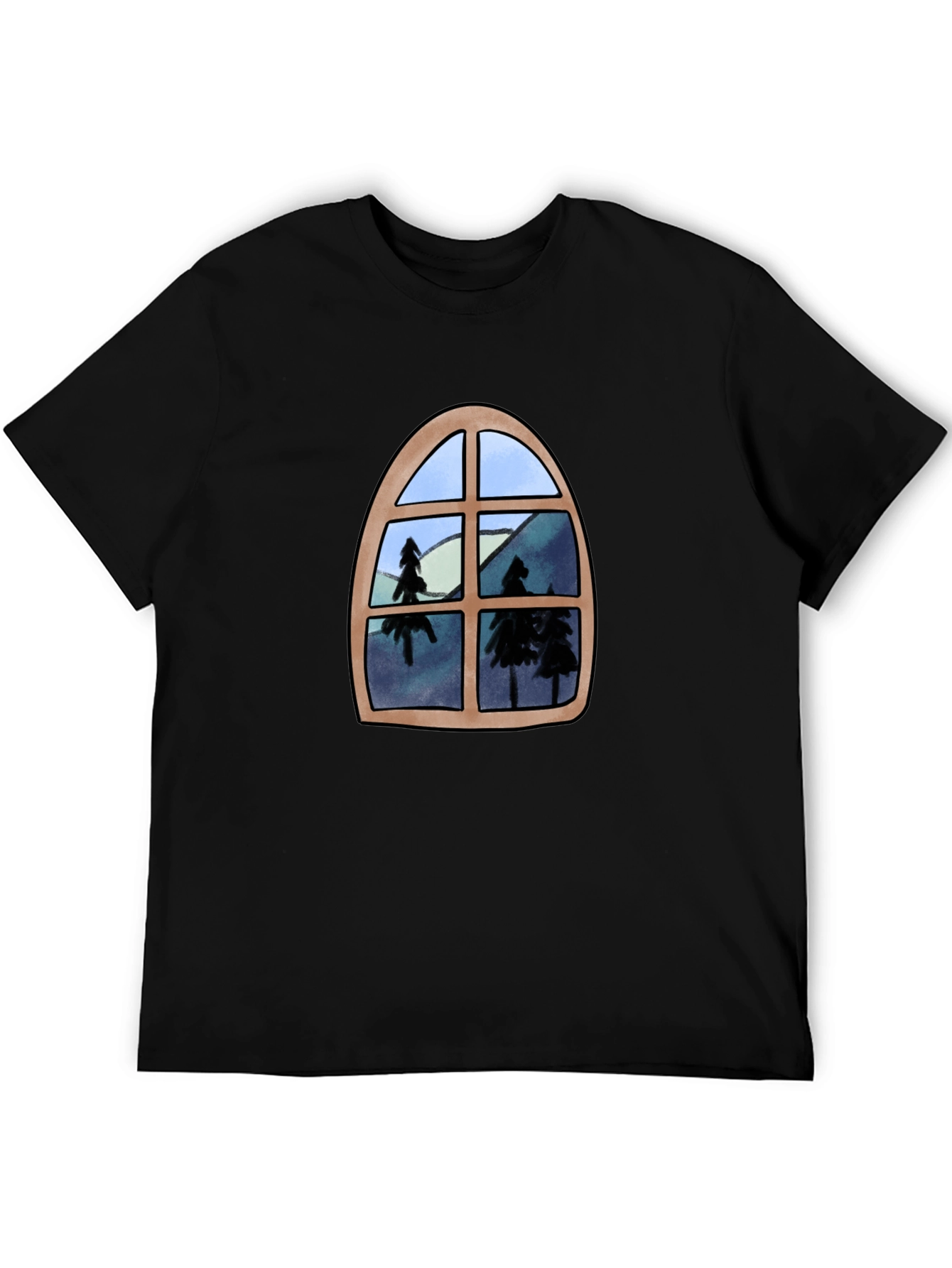 Window View Graphic Tee - Nature Lovers Black T-Shirt