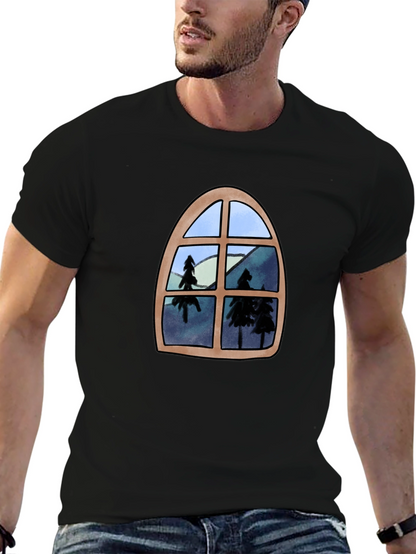 Window View Graphic Tee - Nature Lovers Black T-Shirt