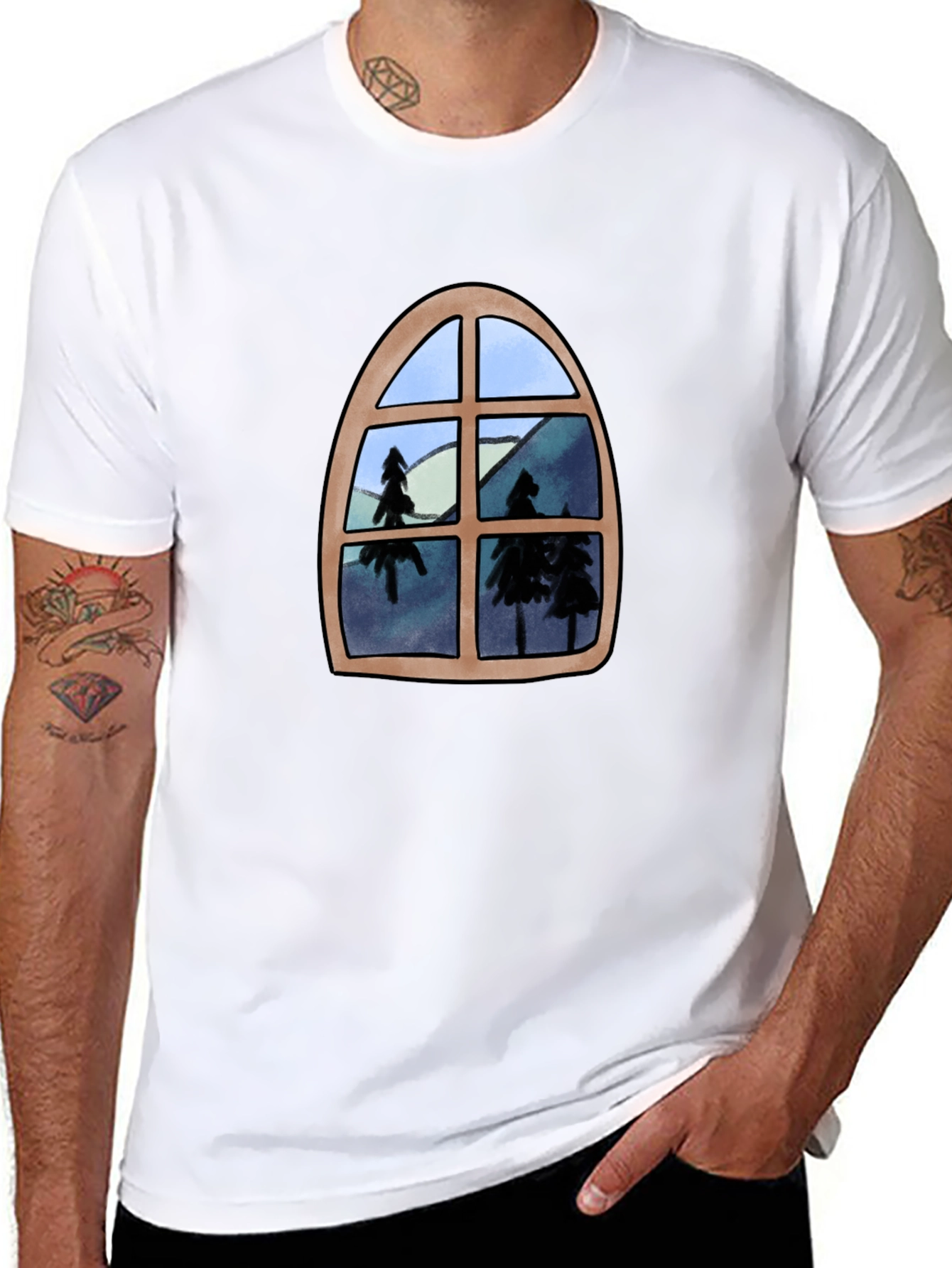 Window View Graphic Tee - Nature Lovers Black T-Shirt