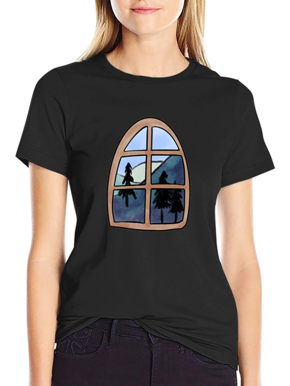 Window View Graphic Tee - Nature Lovers Black T-Shirt