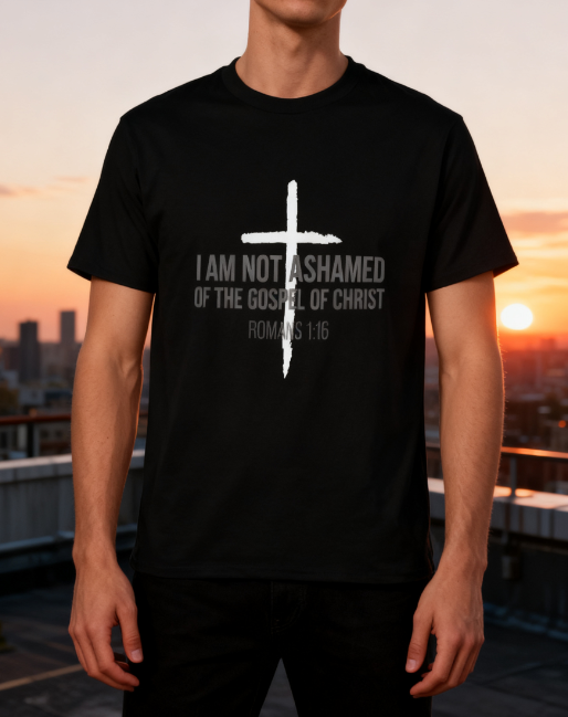 “I Am Not Ashamed of the Gospel” Christian T-Shirt - Romans 1:16 Faith Statement Tee for Men & Women