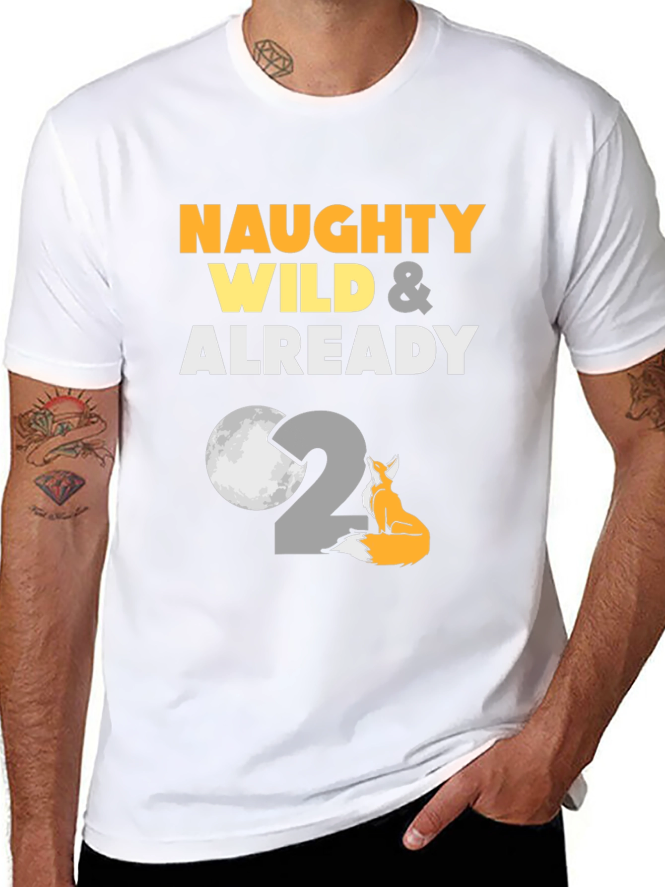 Naughty Wild & Already Two Fox Birthday T-Shirt