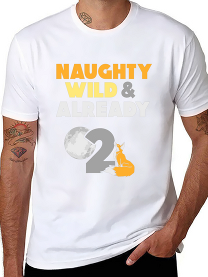 Naughty Wild & Already Two Fox Birthday T-Shirt