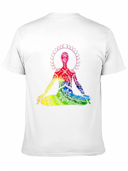 Rainbow Chakra Yoga Meditation Black T-Shirt