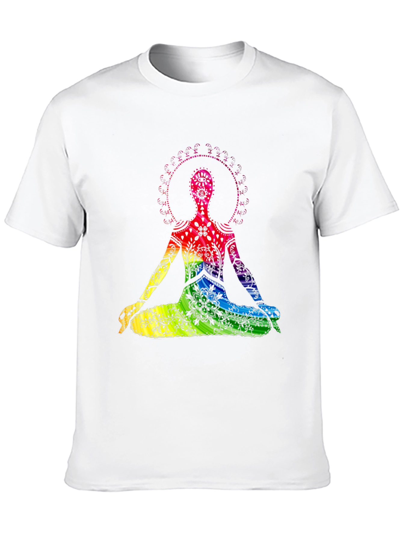 Rainbow Chakra Yoga Meditation Black T-Shirt