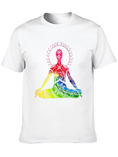 Rainbow Chakra Yoga Meditation Black T-Shirt