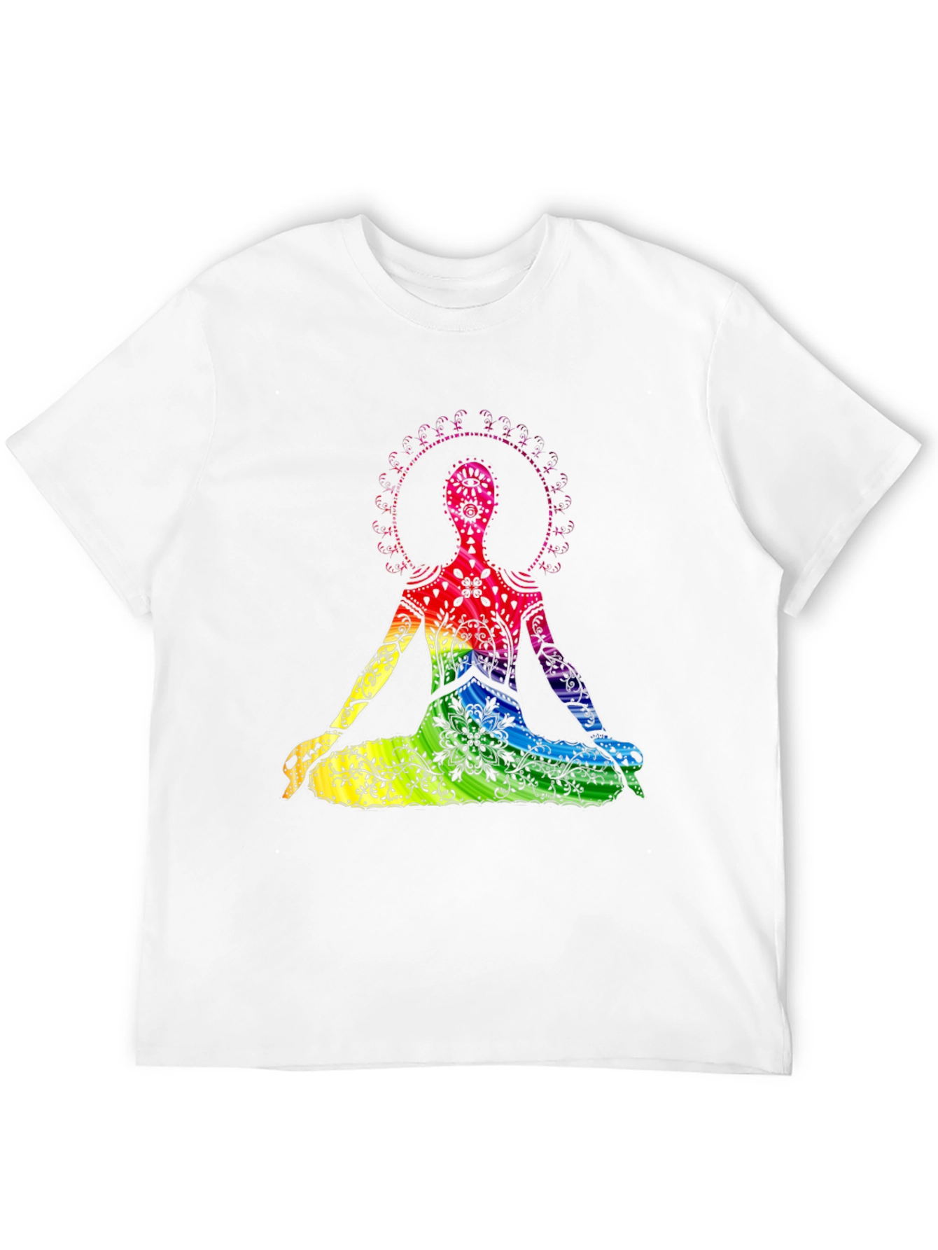 Rainbow Chakra Yoga Meditation Black T-Shirt