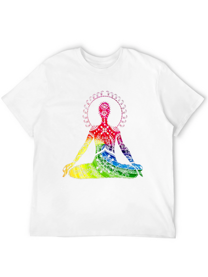 Rainbow Chakra Yoga Meditation Black T-Shirt