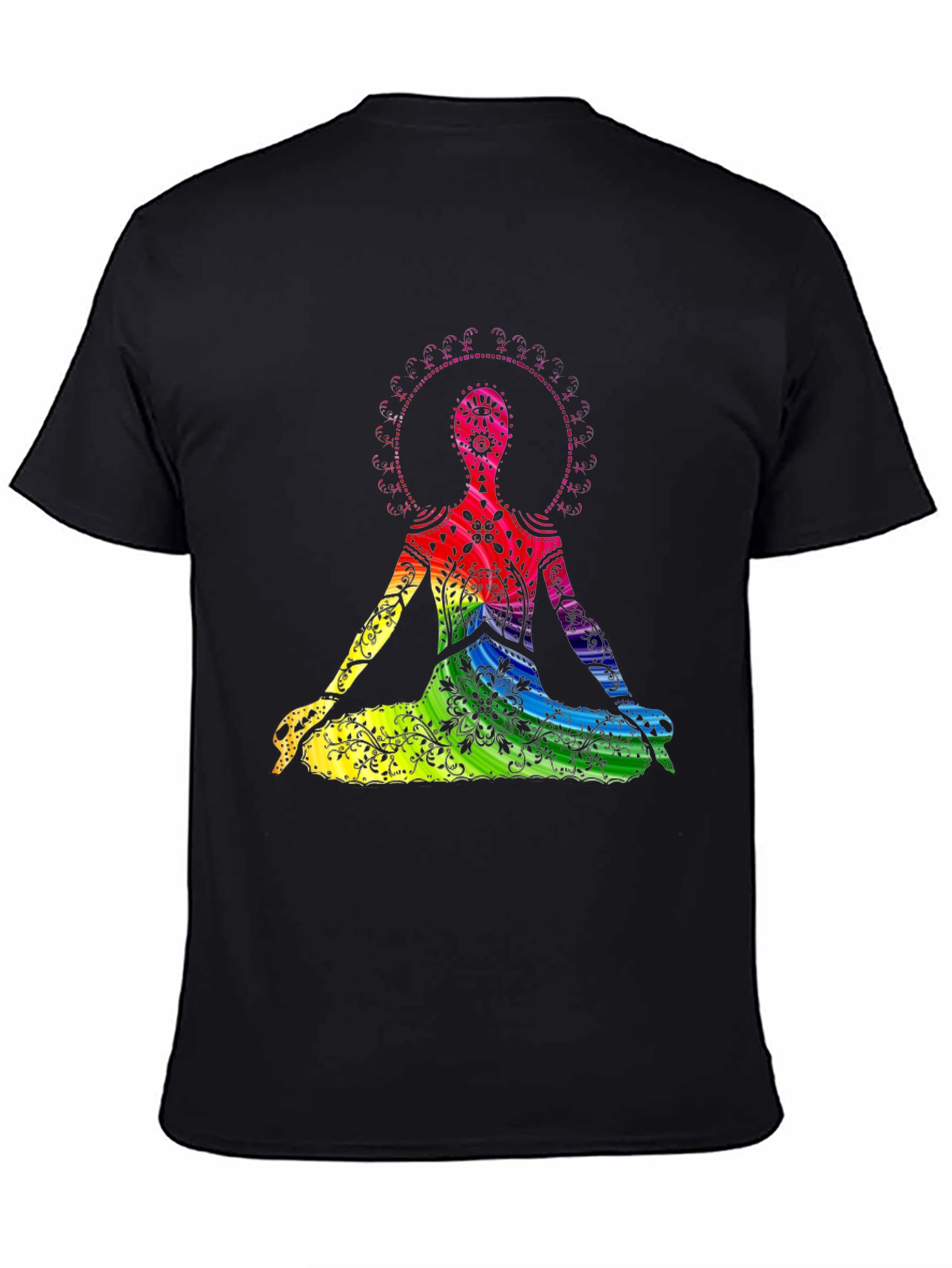 Rainbow Chakra Yoga Meditation Black T-Shirt