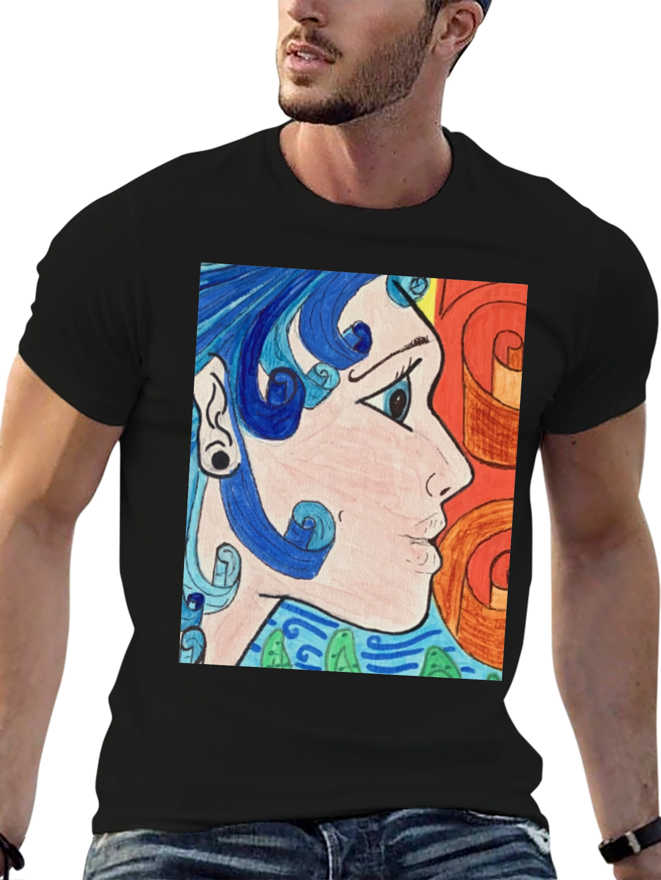 Abstract Art Graphic Tee - Black Unisex Shirt
