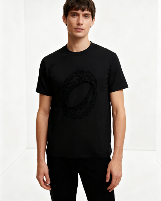 Abstract Circular Lines Art Graphic T-Shirt - 100% Cotton, Versatile for Diverse Occasions