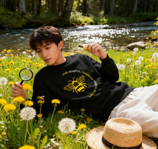 "Kind-Mindful-Thankful" Bee Positivity Crewneck Sweatshirt