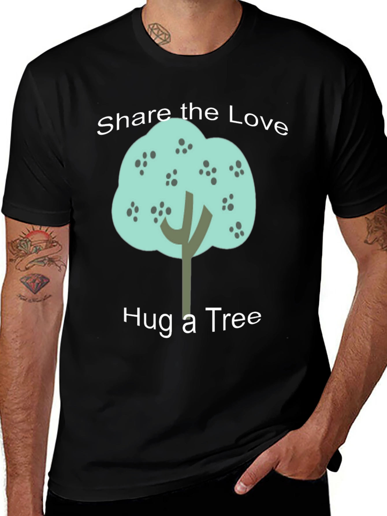Share the Love Hug a Tree Black Graphic T-Shirt