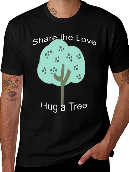 Share the Love Hug a Tree Black Graphic T-Shirt