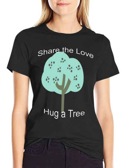 Share the Love Hug a Tree Black Graphic T-Shirt