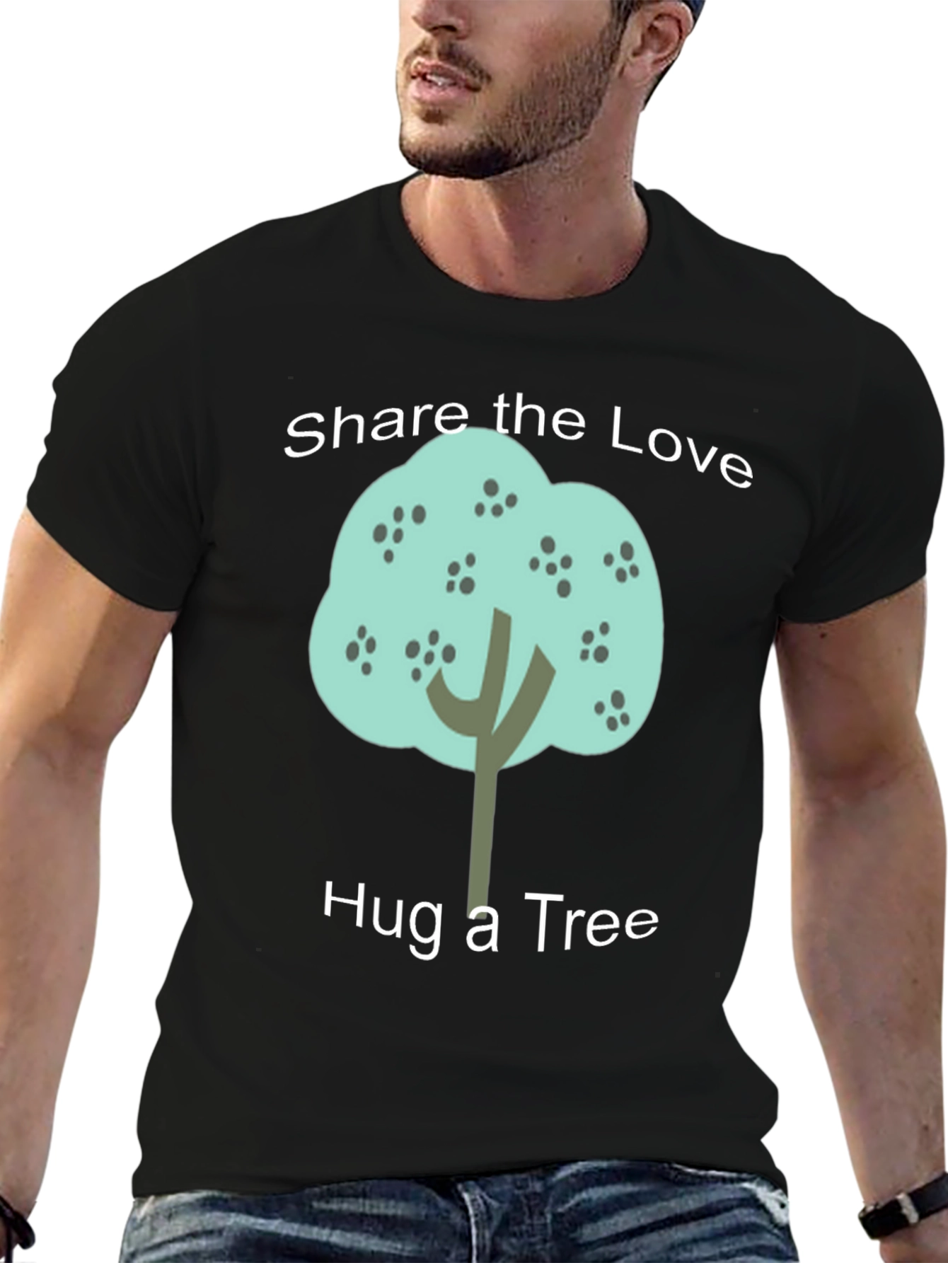Share the Love Hug a Tree Black Graphic T-Shirt