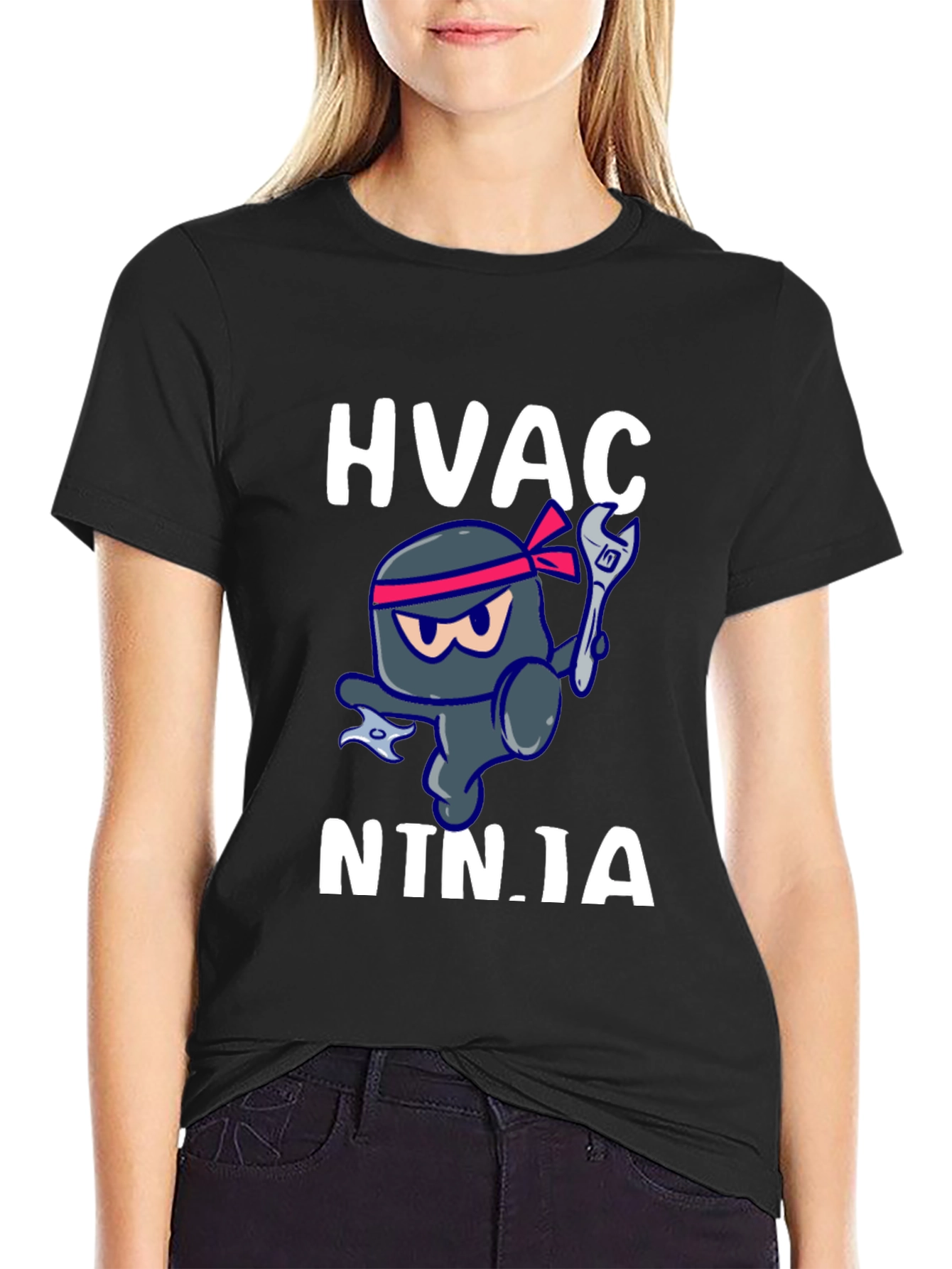 HVAC Ninja T-Shirt - Black Crew Neck