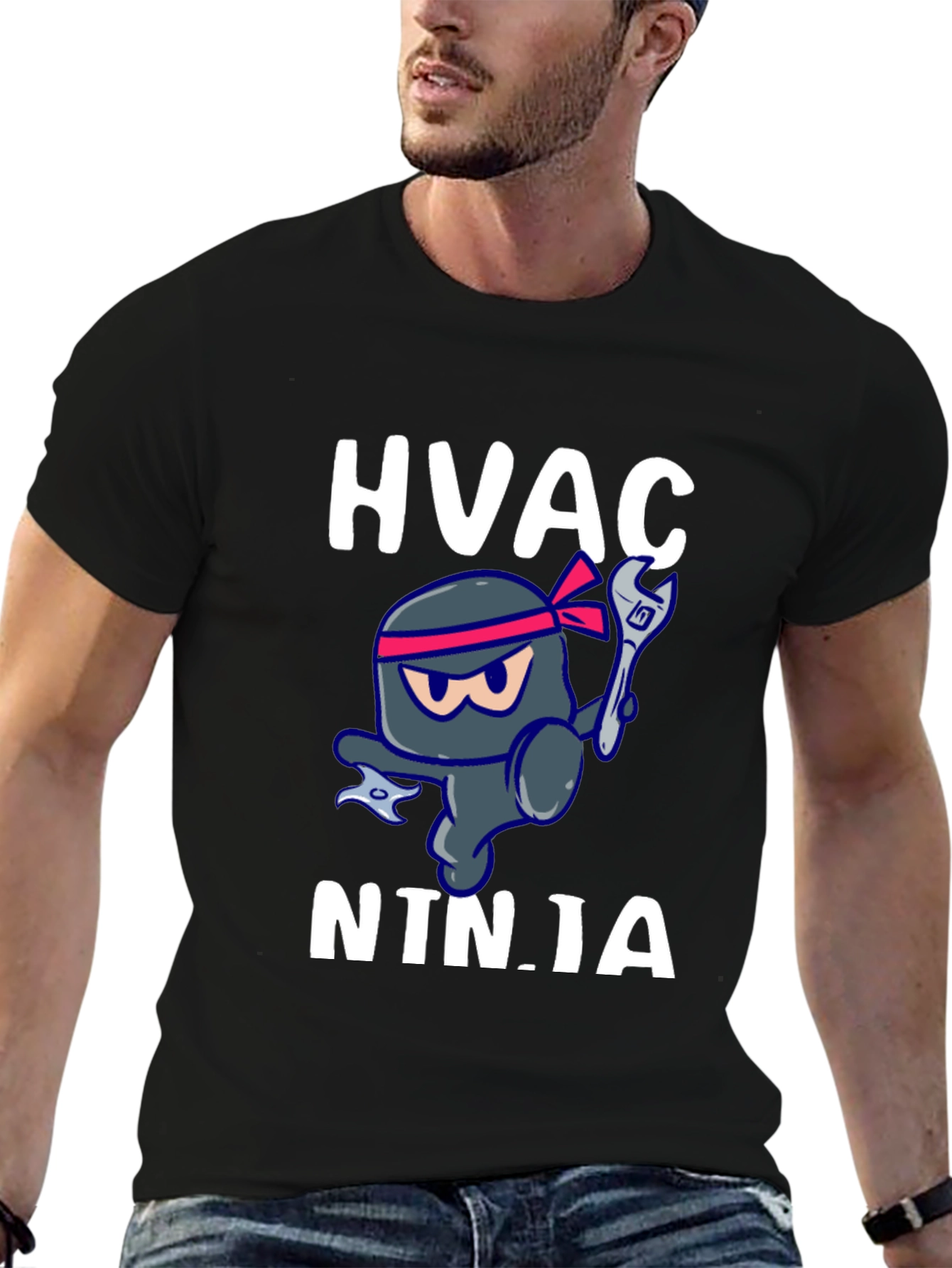 HVAC Ninja T-Shirt - Black Crew Neck