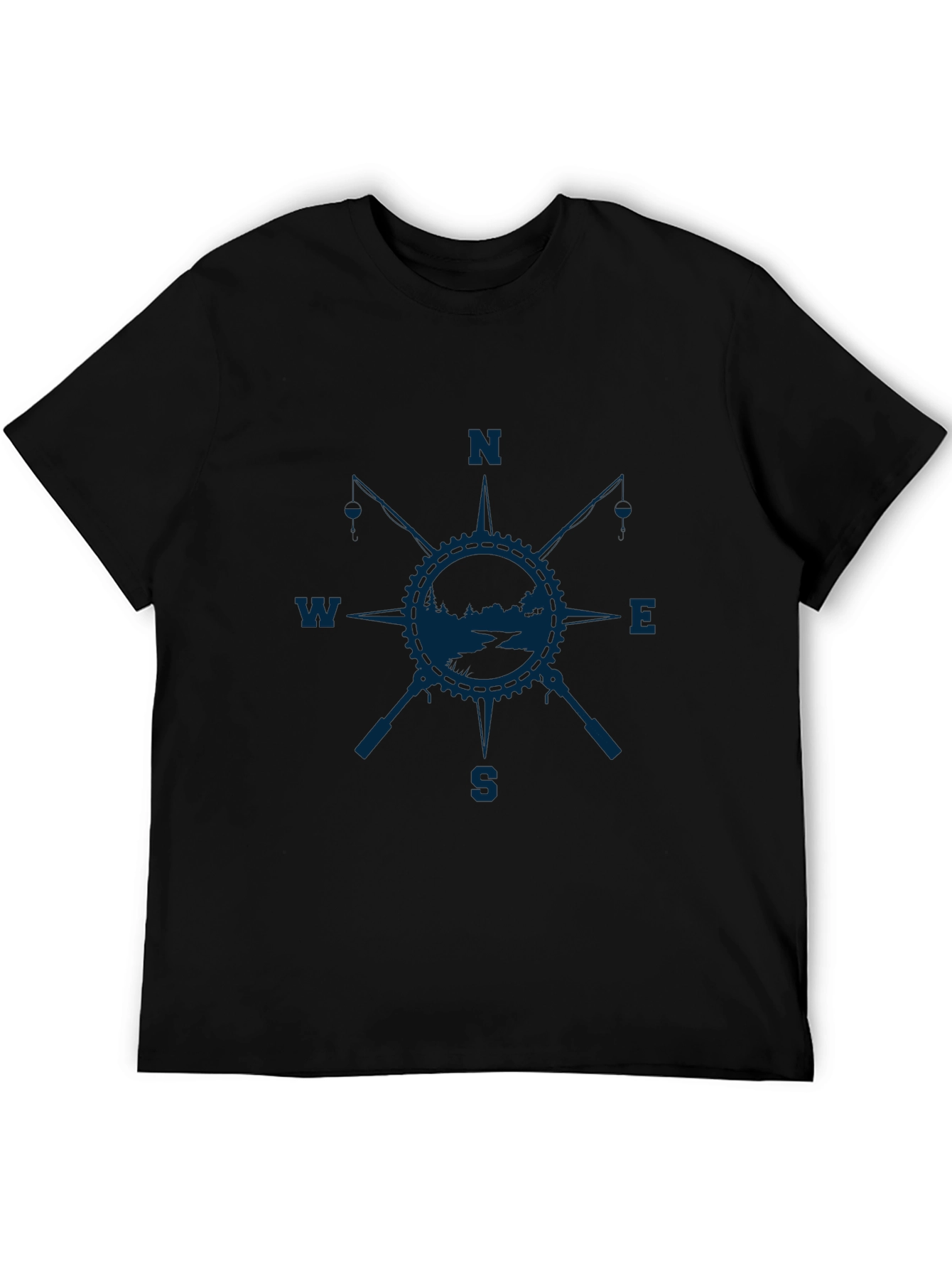 Compass Rose Fishing T-Shirt - Black