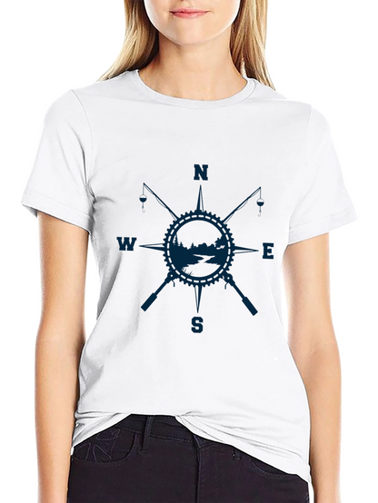 Compass Rose Fishing T-Shirt - Black