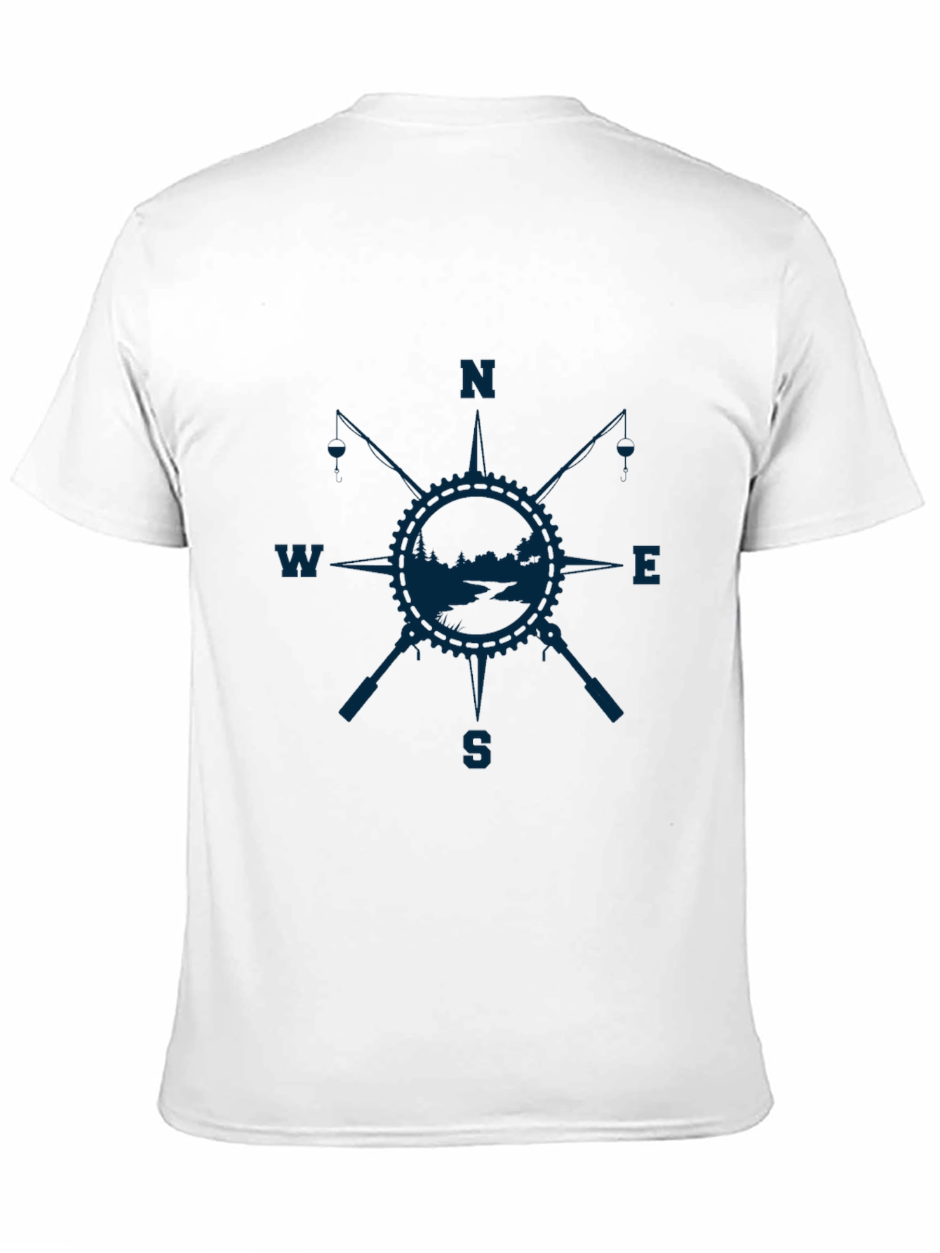 Compass Rose Fishing T-Shirt - Black