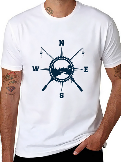 Compass Rose Fishing T-Shirt - Black
