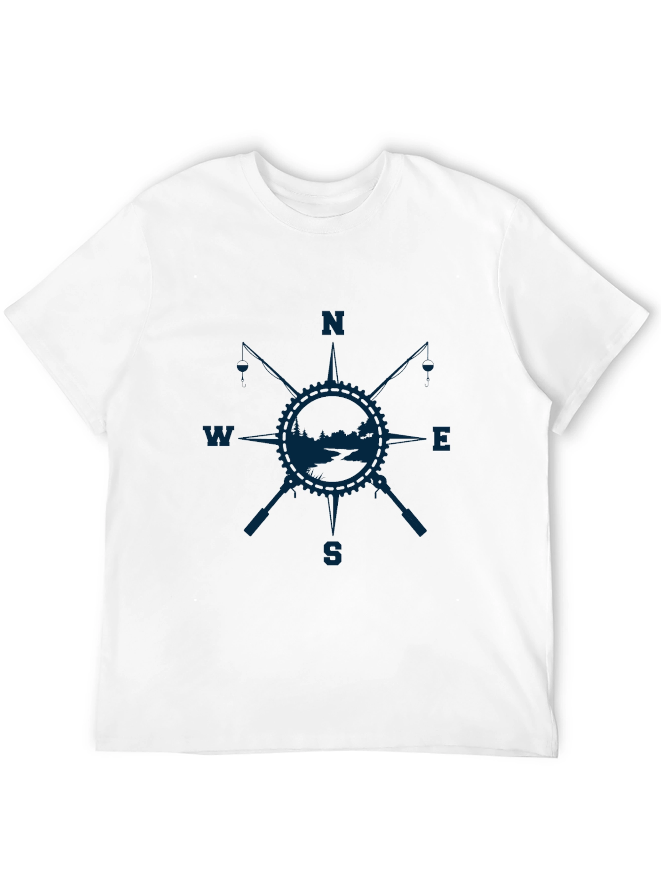 Compass Rose Fishing T-Shirt - Black