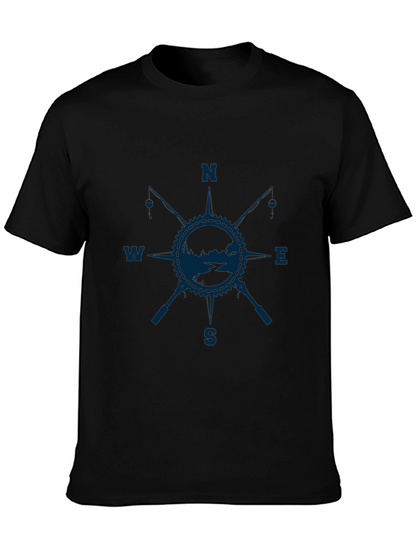 Compass Rose Fishing T-Shirt - Black