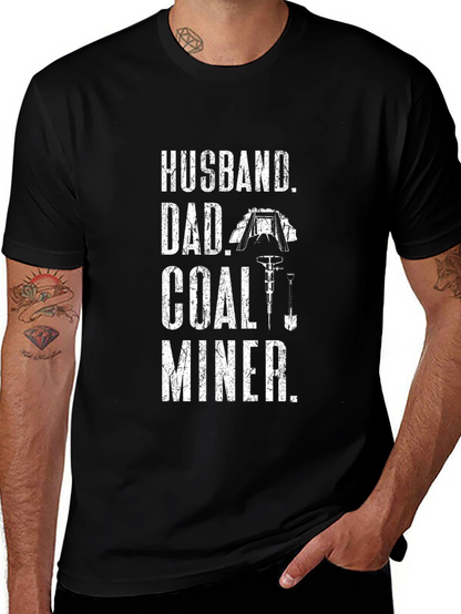 Husband Dad Coal Miner Black T-Shirt