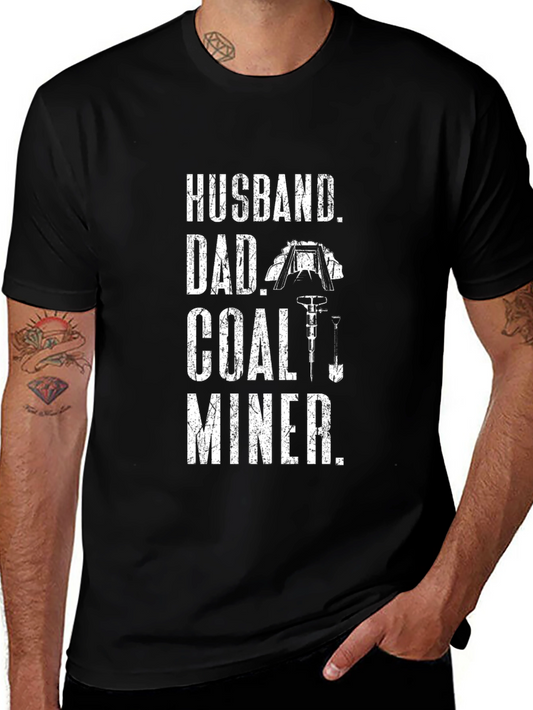 Husband Dad Coal Miner Black T-Shirt