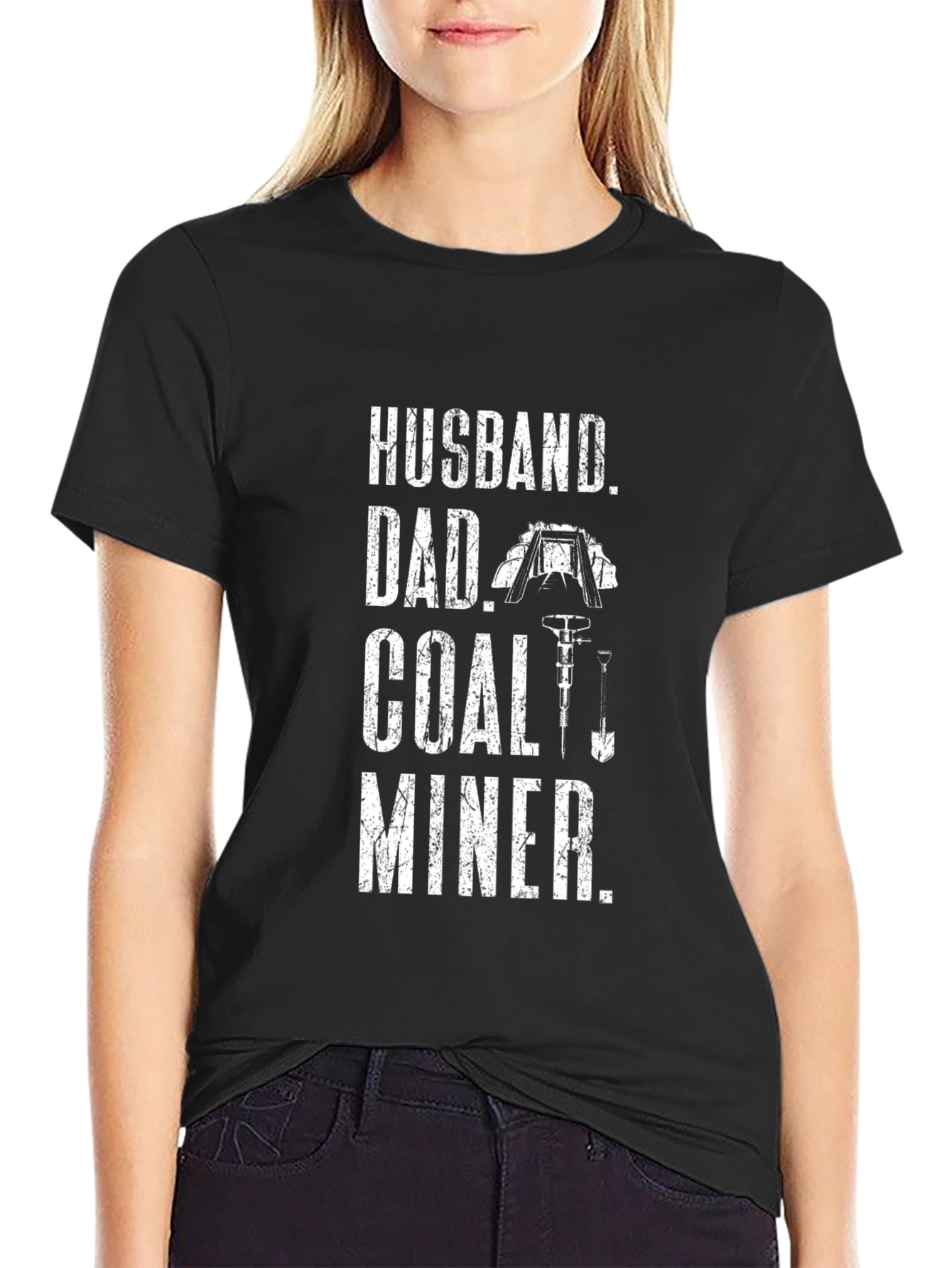 Husband Dad Coal Miner Black T-Shirt